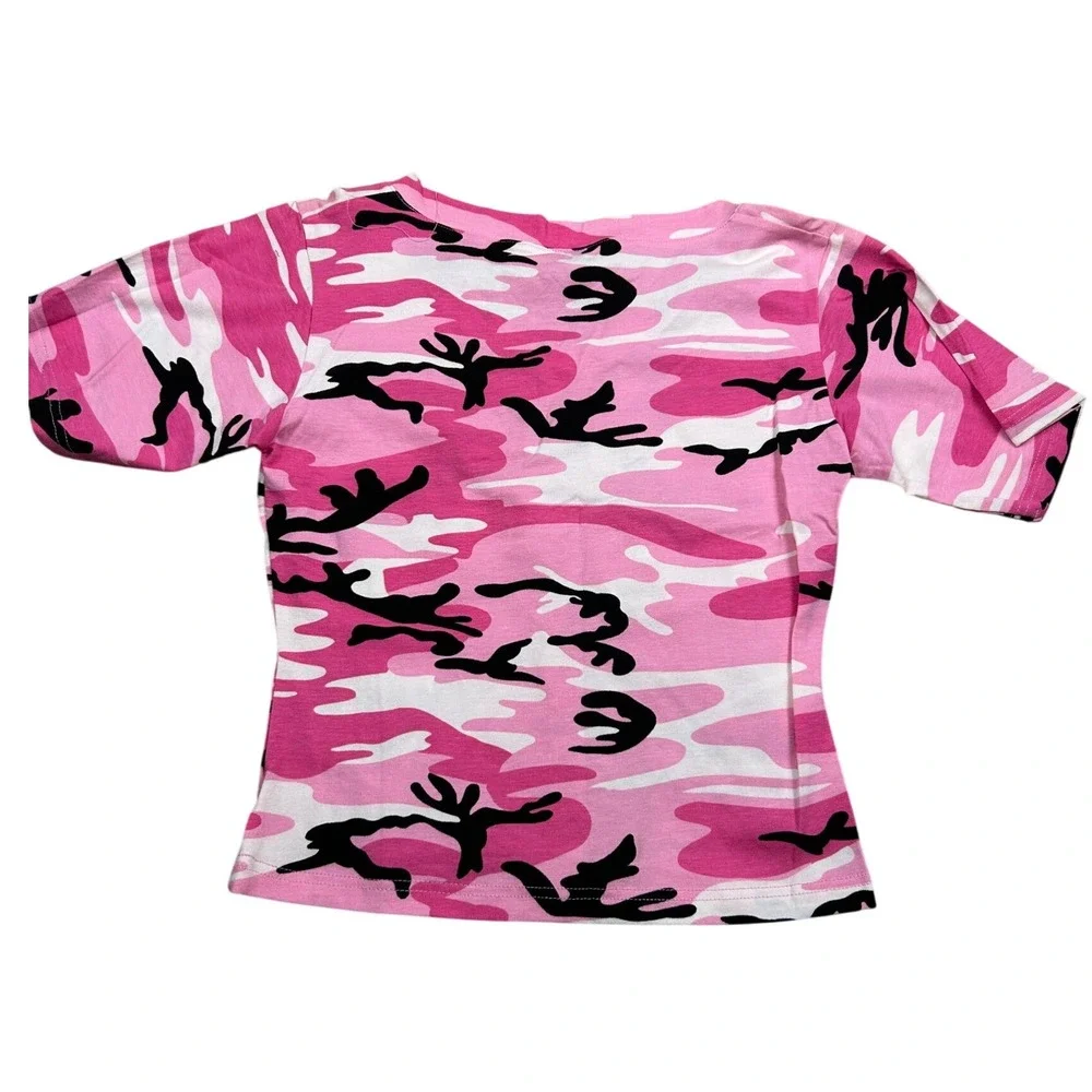 Rothco Kids Pink Camouflage V-Neck Short Sleeve T-Shirt Size XL Cotton Spandex‎
